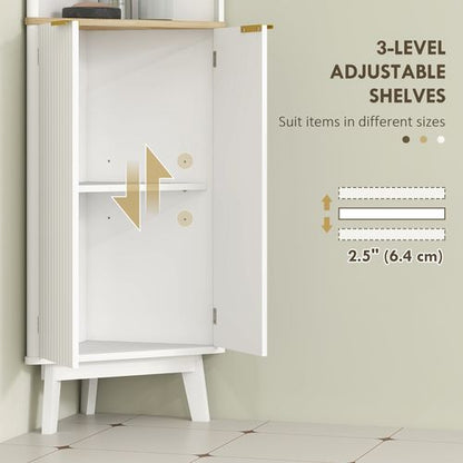 HOMCOM Slim Bathroom Storage Unit, Bathroom Cabinet with Doors, White