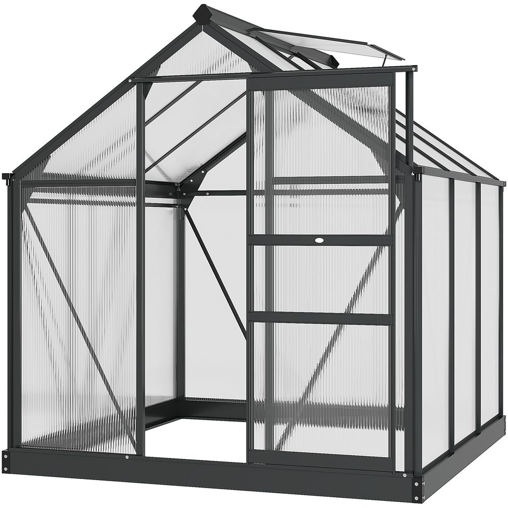 Premium Polycarbonate Walk-In Greenhouse | Aluminium Frame | 6x6ft | Slide Door