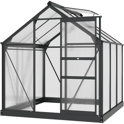 Premium Polycarbonate Walk-In Greenhouse | Aluminium Frame | 6x6ft | Slide Door
