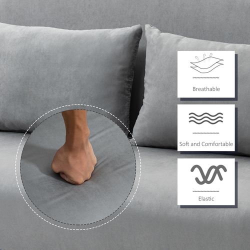 HOMCOM Fabric Convertible 2 Seater Sofa Bed w/ 2 Pillows, Light Grey