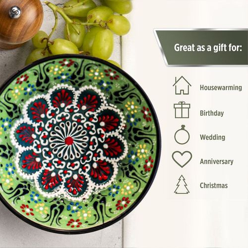 Handmade Ceramic Bowl Mexican Green 15cm
