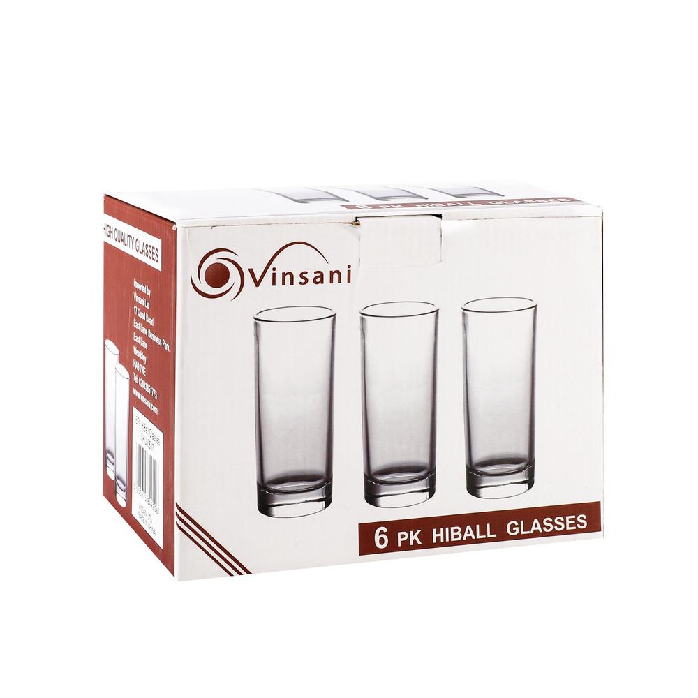Set of 6 Traditional Highball Glasses - 250ml (8.8oz) for Drinks Mixer Juice Beers Cold Drinks Hiball Glass