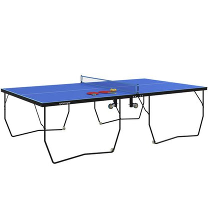 SPORTNOW 9FT Folding Table Tennis Table w/ 8 Wheels, for Indoors