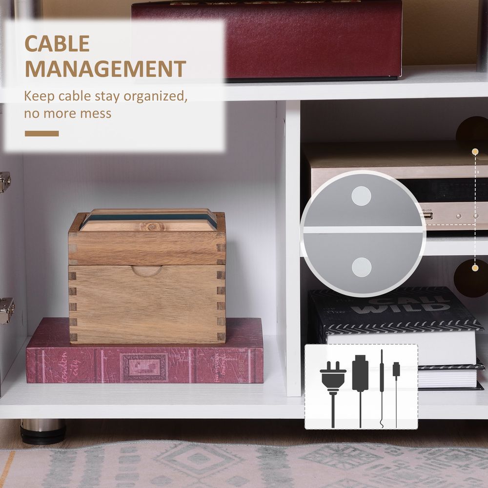 HOMCOM TV Stand Entertainment Center Media Console Storage - Grey, White