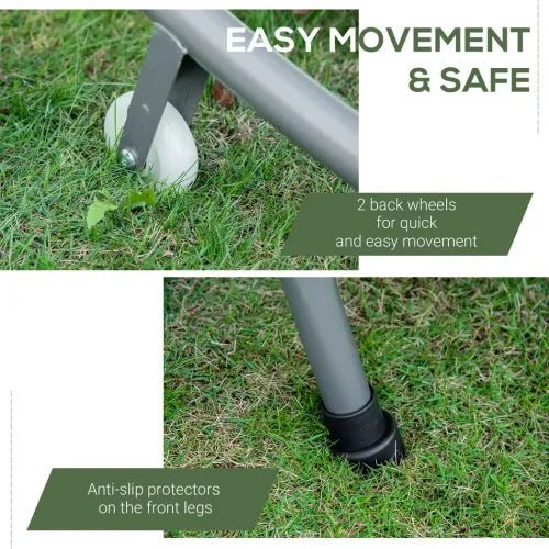 Double Hammock Sun Lounger Bed Canopy Shelter Wheels 2 Pillows Cream White