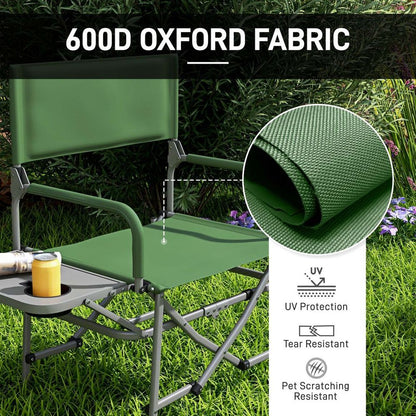 Outsunny Folding Camping Directors Chair with Side Table and Cup Holder, Green