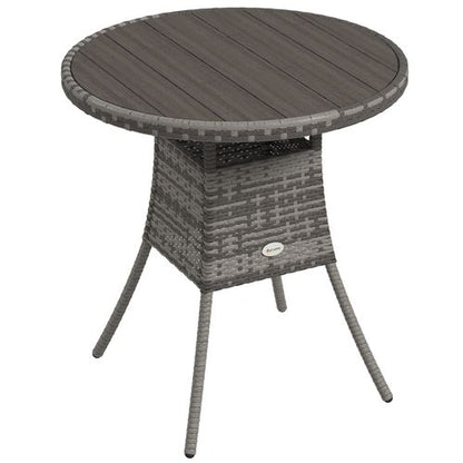 Outsunny Outdoor PE Rattan Dining Table w/ Wood-plastic Composite Top, Grey