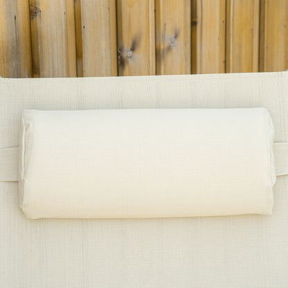 Sun Lounger Folding Chaise Chair Recliner & 7 Adjustable Backrest - Beige