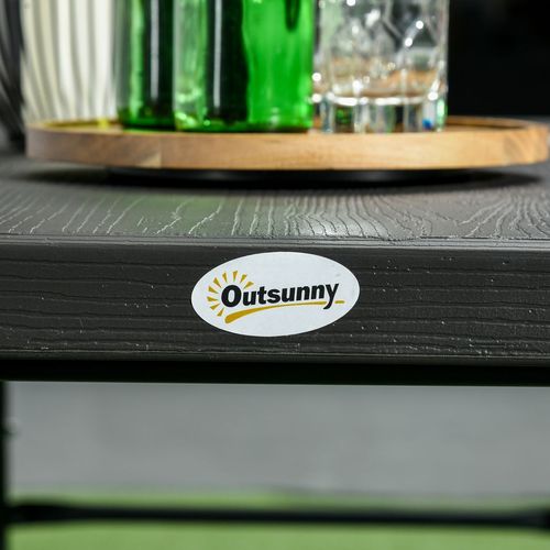 Outsunny HDPE Picnic Table Set w/ Beer Table & 2 Benches for 6, Dark Grey