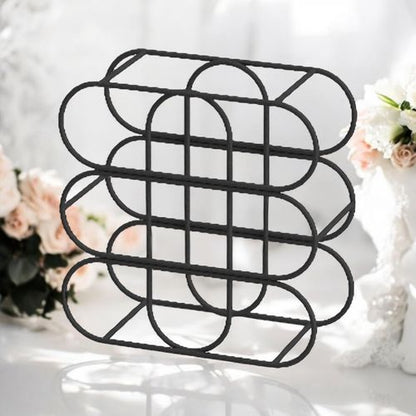 13" CAST IRON BLACK 9 BOTTLE WINE RACK