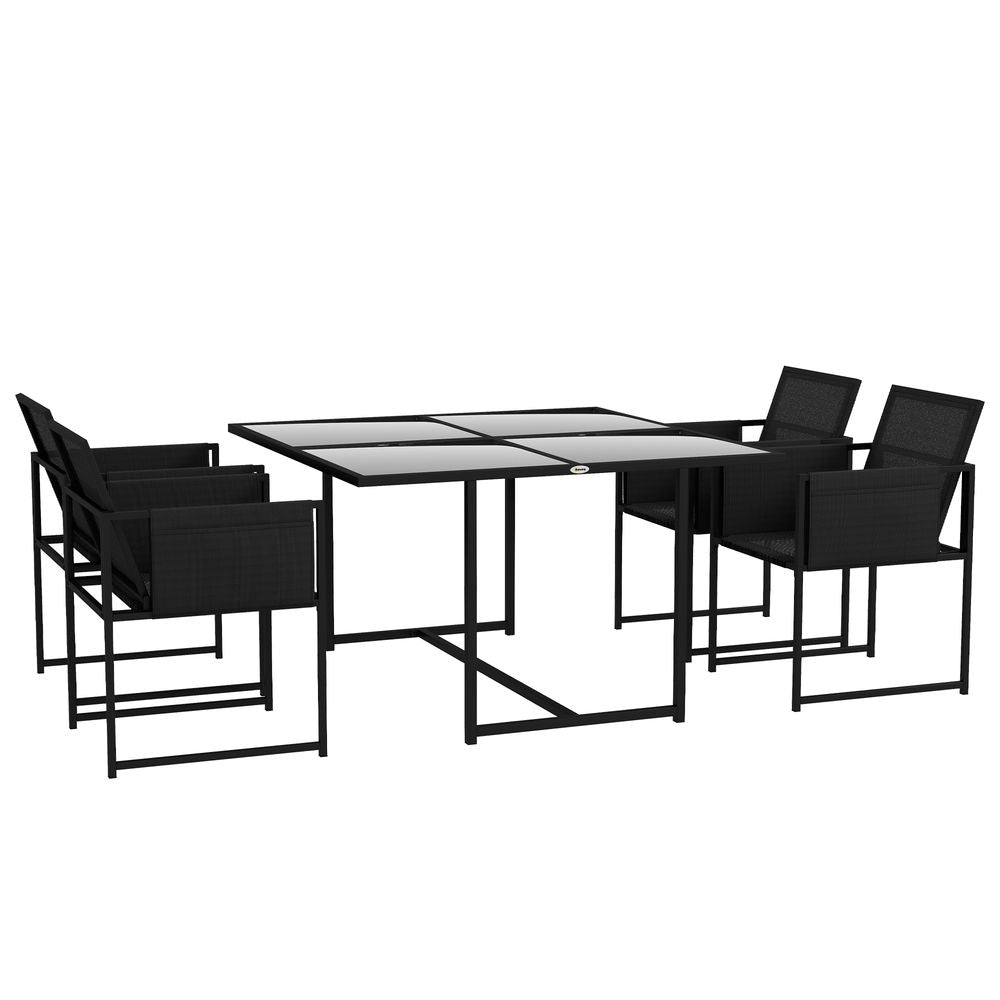 Outsunny Garden Furniture Set: 4 Seater Table & Chairs, Adjustable Backrest