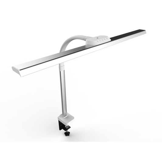 Task Lamp XL White - High-Powered LED Professional Lamp for Desk, Workstation, Cutting Table - Adjustable Shade - 5 Color Temperatures - Auto Mode - 5-Step Dimmer - Clamp Included - 2 Year Warranty