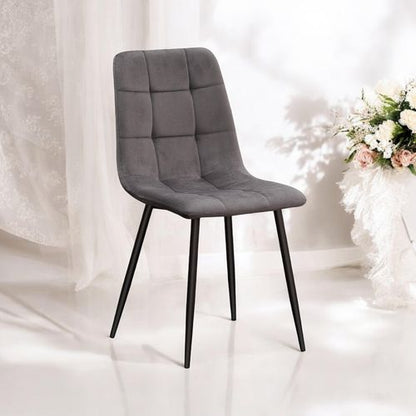 GREY FABRIC CHAIR BLACK METAL LEGS
