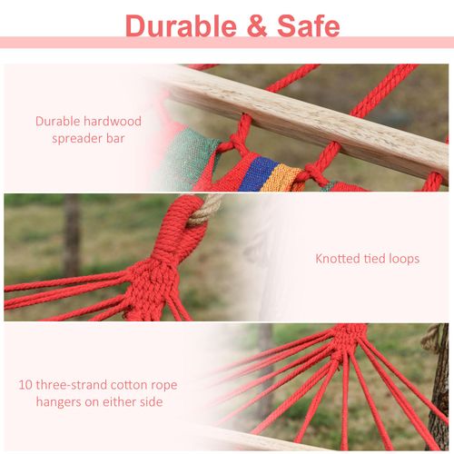 Cotton Hammock Soft Portable Swing Sleeping & Headrest & Side Pocket Chair