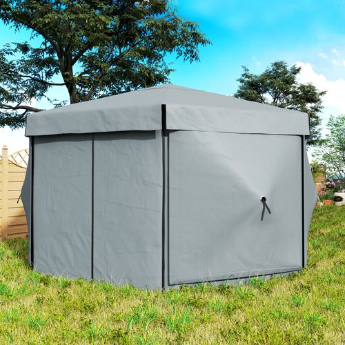 Outsunny 3 x 3(m) Hexagon Pop Up Gazebo with 5 Sides, Netting, Light Grey