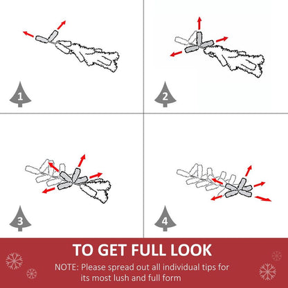 HOMCOM 6FT Pre-Lit Christmas Tree Artificial Spruce Tree Holiday Decor Stand