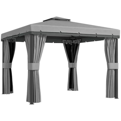 Outsunny 3 x 3(m) Patio Gazebo Garden Shelter w/ Mosquito Netting, Light Grey