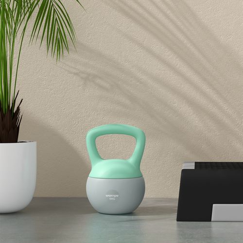 SPORTNOW 6KG Kettlebell with Soft Body and Non-Slip Handle, Grey and Green