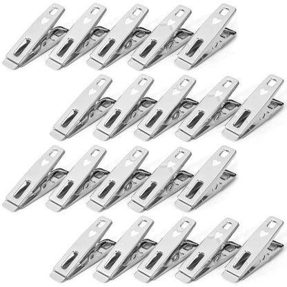 Pack of 20 - 80 Stainless Steel Spring Loaded Metal Laundry Clothes Clip Pegs
