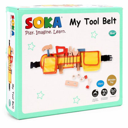Building Fun with SOKA My Tool Belt - Quality Wooden Kids' Tool Set - Hours of Pretend Play!