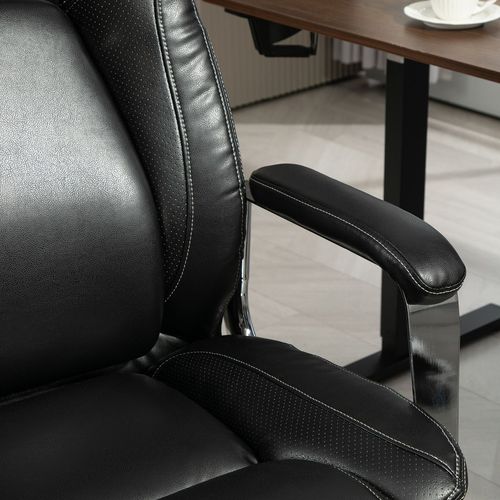HOMCOM Faux Leather Desk Chair with Adjustable Height, 227kg 500LBS, Black