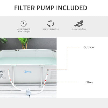 Steel Frame Pool & Filter Pump & Cartridge Rust Resistant 292 x 190 x 75cm Grey