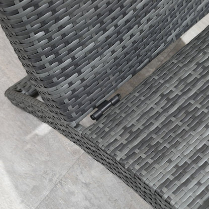 Premium Grey Wicker Patio Lounger - Comfy, Foldable & Stylish