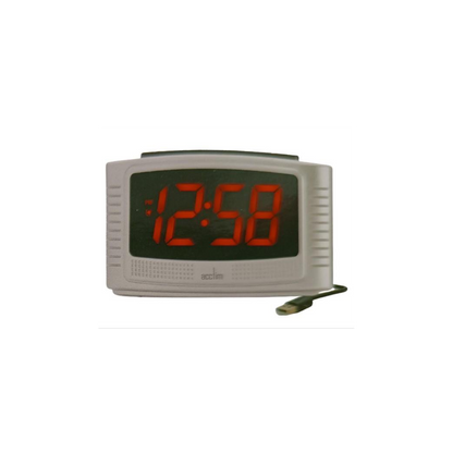 Acctim Vina USB Digital White Alarm Clock 16407 - Compact Size, Red LED Display, USB Powered, Battery Back-Up