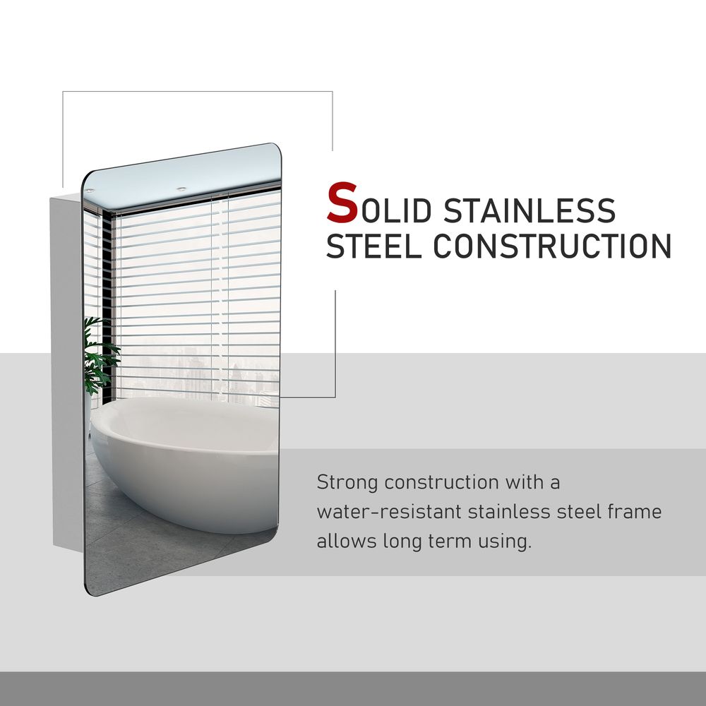 On-Wall Bathroom Storage Cabinet w/ Sliding Mirror Door Steel Frame - Space-Saver, Elegant, and Rust-Resistant
