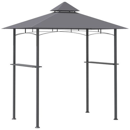 2.5M 8ft New Double-Tier BBQ Gazebo Grill Canopy Barbecue Grey