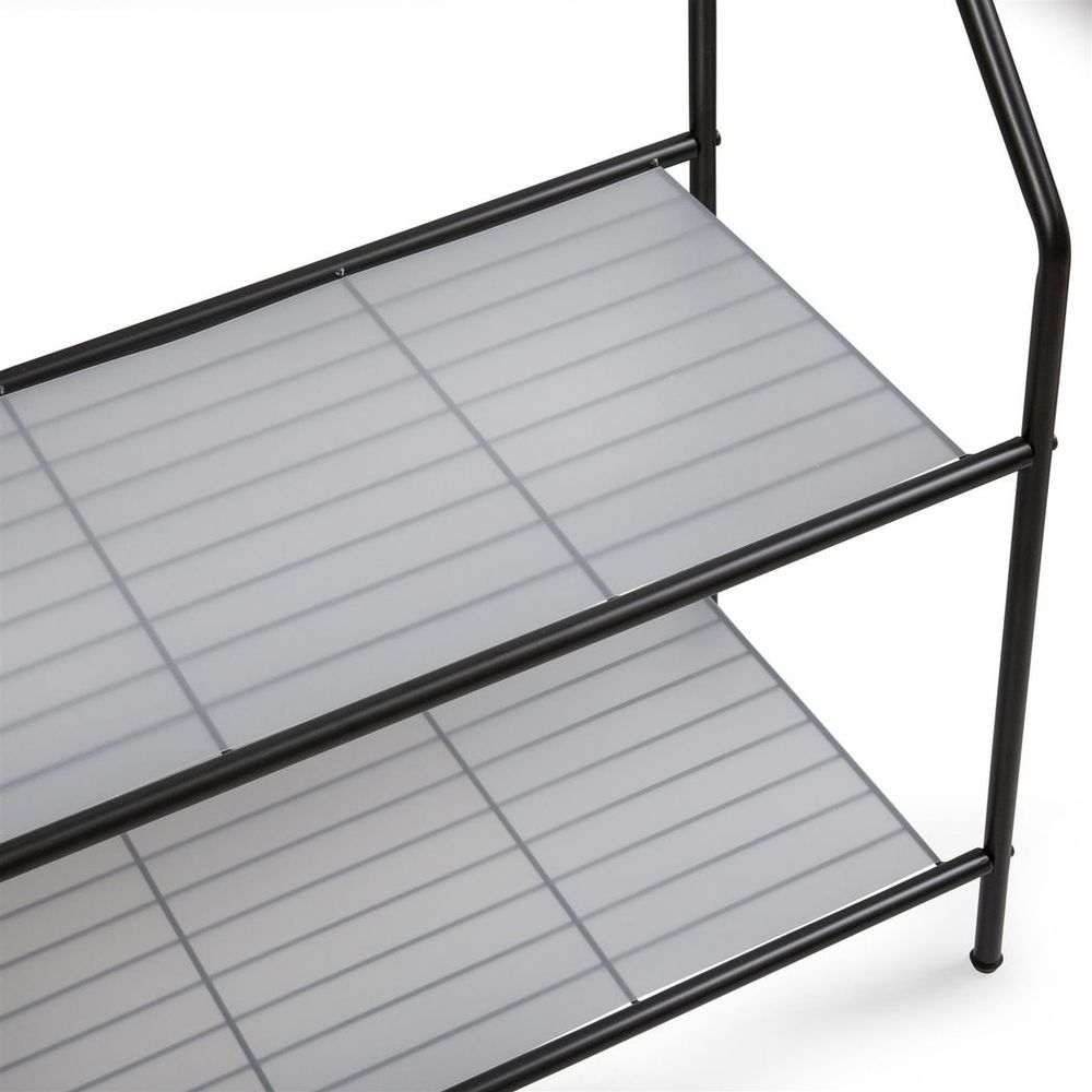 Clothes Rail Black With Two Shelves in Black Powder Coating