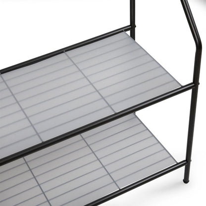 Clothes Rail Black With Two Shelves in Black Powder Coating