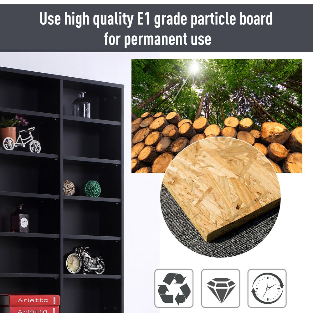 HOMCOM CD DVD Media Storage Shelves Display Shelf Racks Wooden Frame Black (for 1116 CDs or 528 DVDs/Blu-rays)