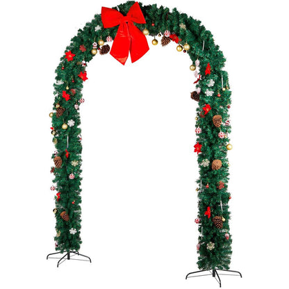 PVC Christmas Arch with Ornaments Holiday Arch Decoration Green 240*40*265cm