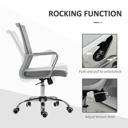 Ergonomic Office Chair Adjustable Height Mesh Chair with Swivel Wheels Grey