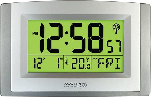 Acctim Status Radio Controlled Acctim Stratus Smartlite Wall/Desk Clock, Silver 74057