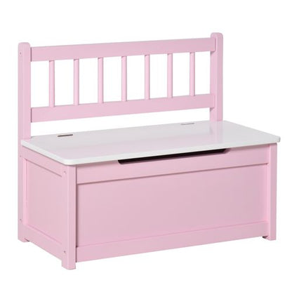 2-in-1 Wooden Toy Box Kids Seat Bench Storage ChestWith Pneumatic Rod