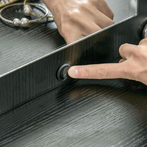 HOMCOM Makeup Vanity Desk Set with Lighted Mirror, Stool, Drawers