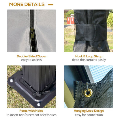 3x3m Hardtop Gazebo Canopy Double-Tier Steel Frame, Curtains & Net