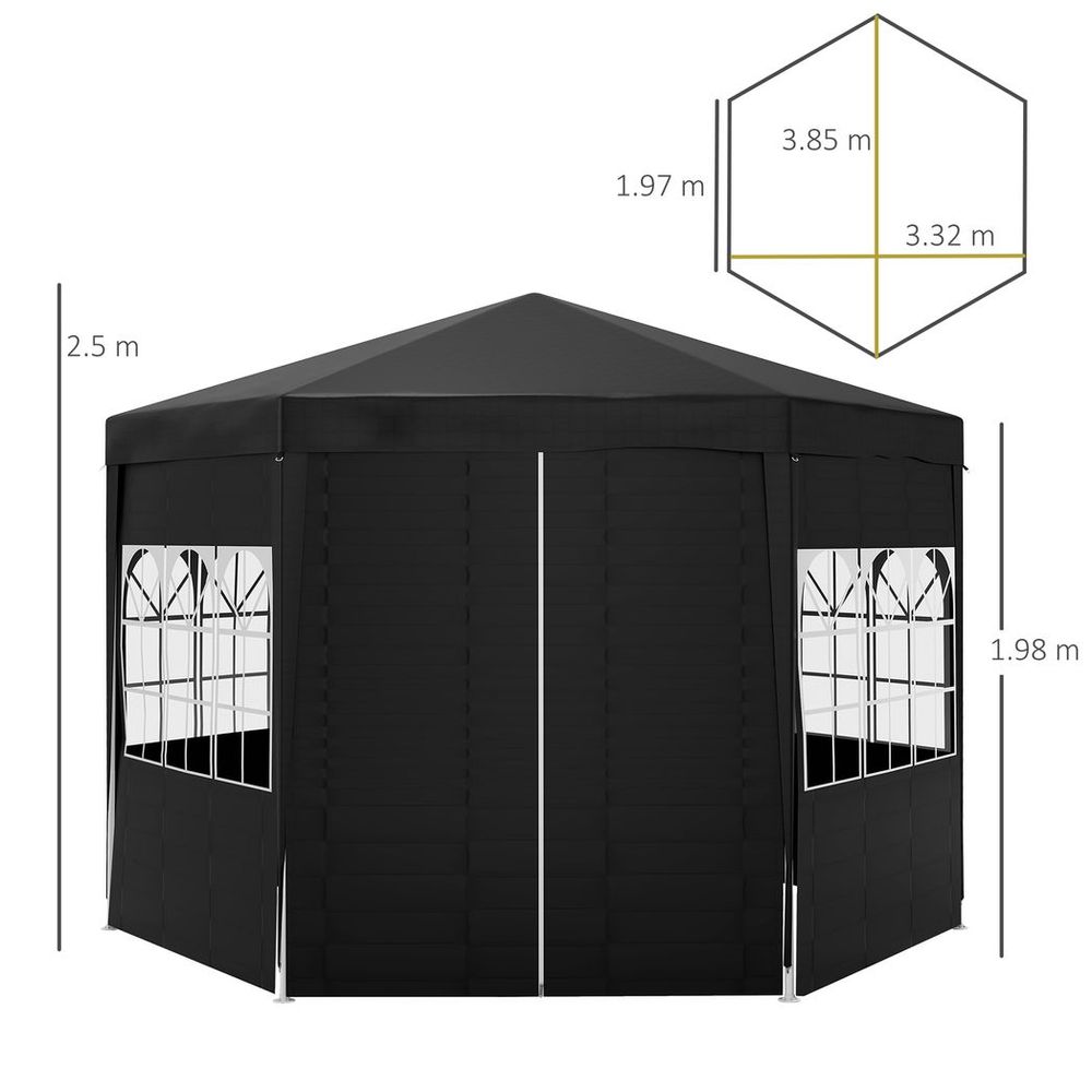Premium Outdoor Gazebo Canopy - 3.9m Hexagon Party Tent, 6 Removable Side Walls