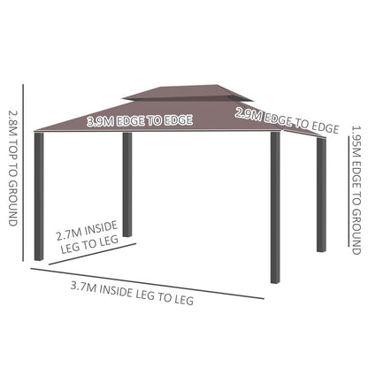 Metal Frame Gazebo with Sides Aluminium Metal Canopy Nets Coffee