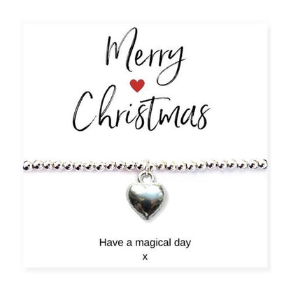 Silver Heart Bracelet & Merry Christmas Gift Card