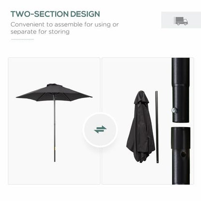 1.96m Parasol Patio Umbrella, Black