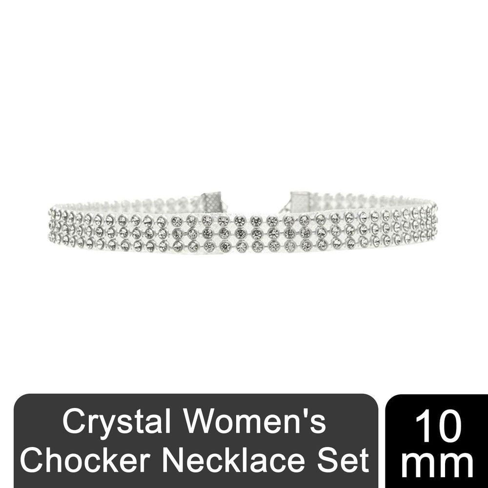Flo Crystal Women's Chocker Necklace Set, 10mm, 16mm, or 25mm