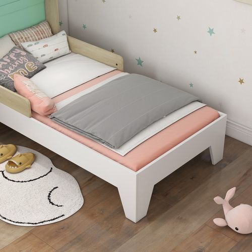 AIYAPLAY Toddler Bed Frame Bedroom Furniture w/ Guardrails, 144 x 74 x 110cm