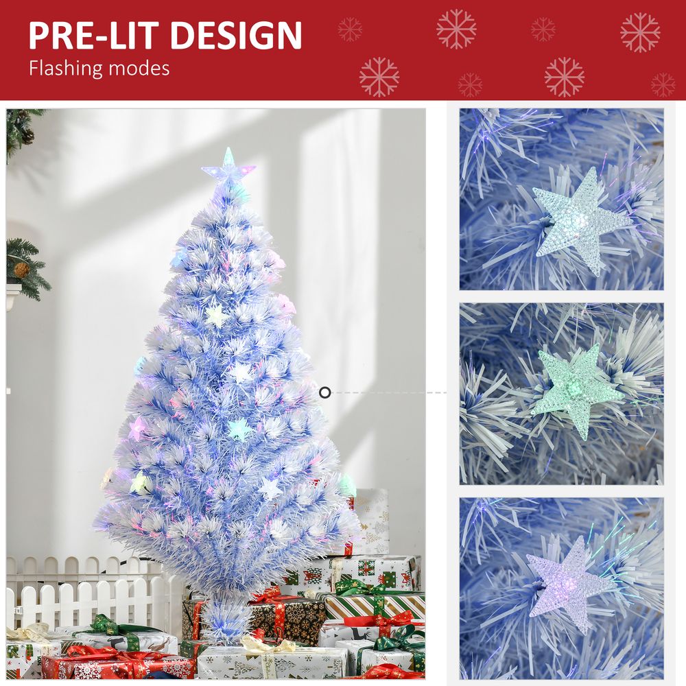 Artificial Fibre Christmas Tree Seasonal Deco 16 LED Easy Store 4FT White Blue