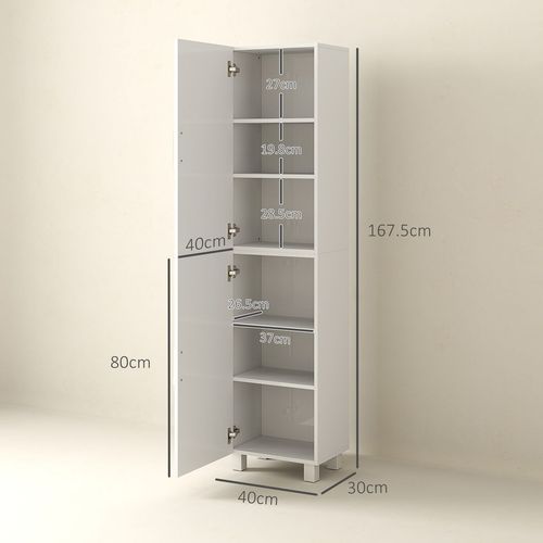 HOMCOM Tall Storage Cabinet with Adjustable Shelves and Double Doors