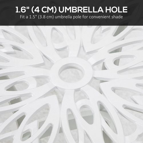 Outsunny Cast Aluminium Bistro Table with Umbrella Hole, White