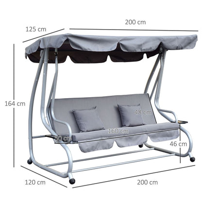Luxury Hammock Swing Chair Bench with Free Pillows - Grey, Adjustable, Durable Metal Frame for Relaxation and Comfort