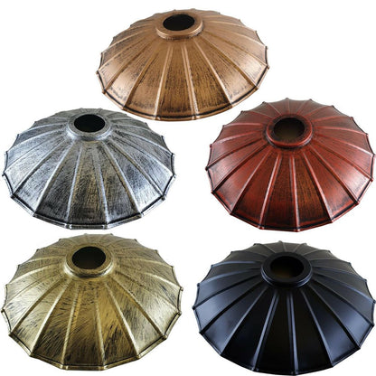 Vintage Industrial Ceiling Pendant Light Rustic Lampshade Easy Fit Wavy Shade UK